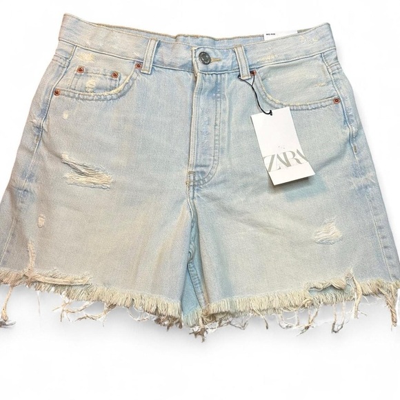 NWT Zara Boyfriend Bermuda Cutoff Shorts – Size 4 | Light Wash, High Rise - Picture 11 of 11